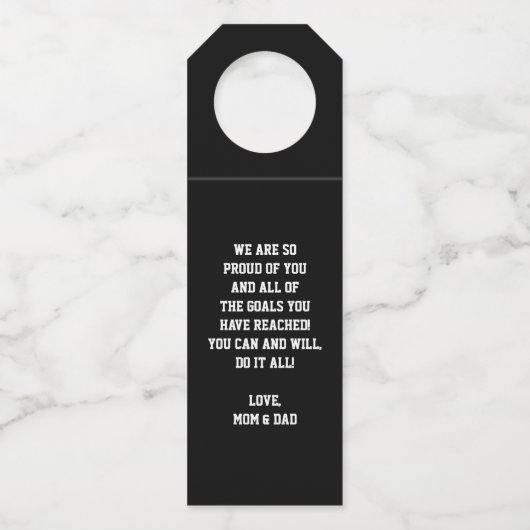 Masculine Varsity Foto Afstuderen Flessenhanger (Achterkant)