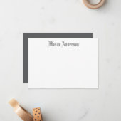 Masculine Vintage Script Monogram Note Card Notitiekaartje (Voorkant / Achterkant in situ)