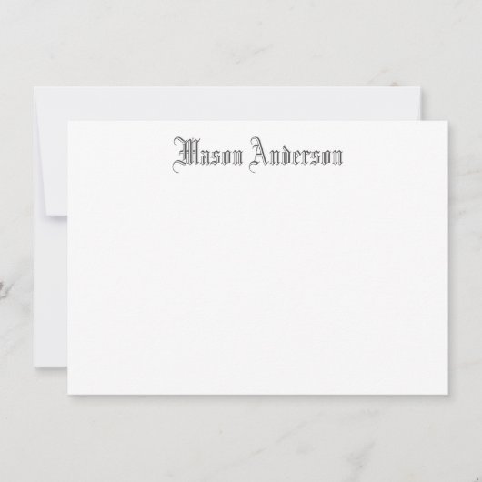 Masculine Vintage Script Monogram Note Card Notitiekaartje (Voorkant)
