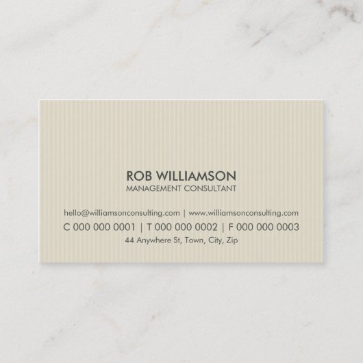 MASCULINE VISITEKAARTJE:: eenvoudige krijtstreep 4 Visitekaartje (Achterkant)