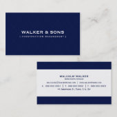 MASCULINE VISITEKAARTJE:: gewoon smart marineblauw Visitekaartje (Voorkant / Achterkant)