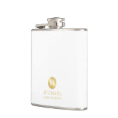 Masculine White en Gold Personalized Groomsmen Heupfles (Links)