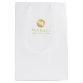 Masculine White en Gold Personalized Groomsmen Medium Cadeauzakje (Voorkant)