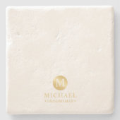 Masculine White en Gold Personalized Groomsmen Stenen Onderzetter (Voorkant)