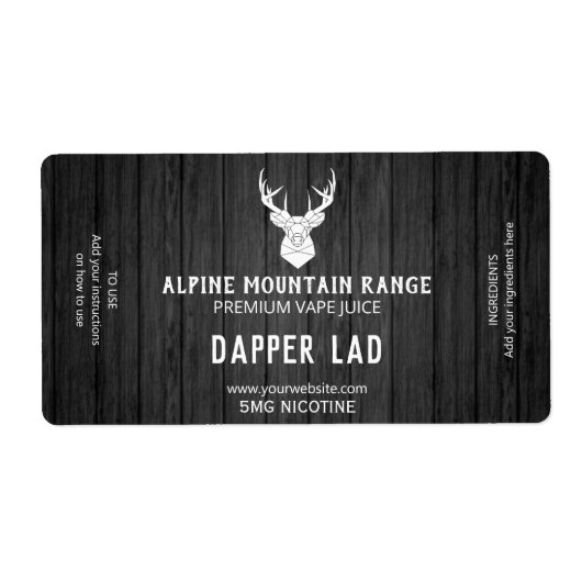 Masculine Wood Nicotine Vape E Juice Labels (Voorkant)