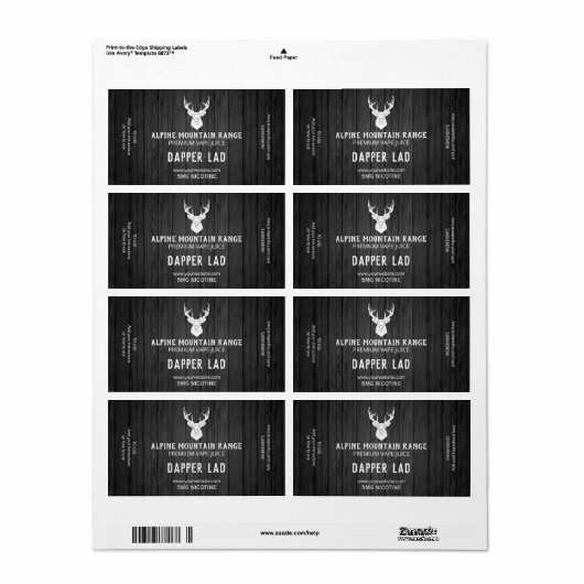 Masculine Wood Nicotine Vape E Juice Labels (Full Sheet)