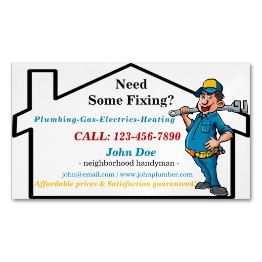 Masculine Worker Icon Buurman Magnetisch Visitekaartje (Voorkant)