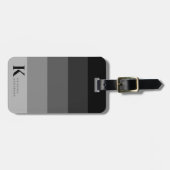 Masculine Zwart Ombre Grijs Klassiek Monogram Bagagelabel (Voorkant horizontaal)