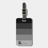 Masculine Zwart Ombre Grijs Klassiek Monogram Bagagelabel (Voorkant verticaal)