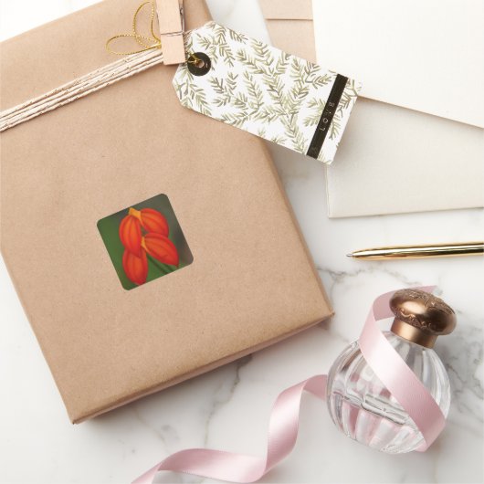 Masdevallia ignea Orchid Vierkante Sticker (Geschenken)