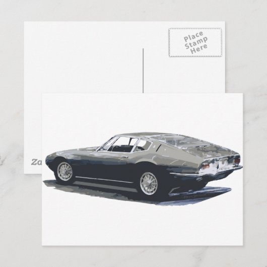 Maserati Ghibli Classic Drawing Briefkaart (Voorkant / Achterkant)
