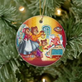 Masha en 3 beren. Dierenfamilie. Keramisch Ornament