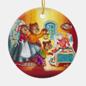 Masha en 3 beren. Dierenfamilie. Keramisch Ornament (Voorkant)