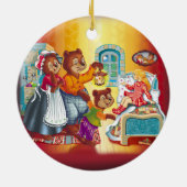 Masha en 3 beren. Dierenfamilie. Keramisch Ornament (Achterkant)