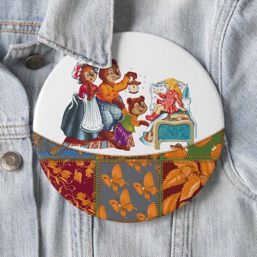 Masha en 3 beren ronde button 6,0 cm (In situ)