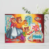 Masha en 3 sprookjesberen kaart (Staand voorkant)