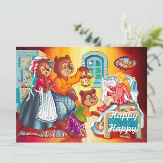 Masha en 3 sprookjesberen kaart (Staand voorkant)