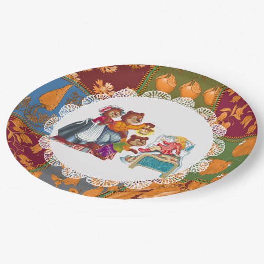 Masha en 3 sprookjesberen papieren bordje (Gekanteld)