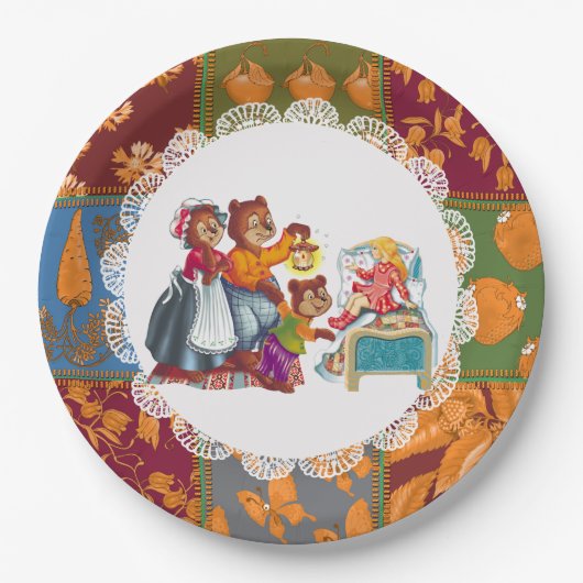 Masha en 3 sprookjesberen papieren bordje (Voorkant)