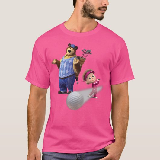 Masha en het Beer golftijd T-shirt (Voorkant)