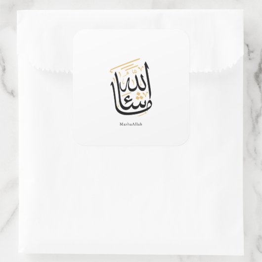 MashaAllah Arabic Calligraphy – Minimal Thuluth Vierkante Sticker (Tas)