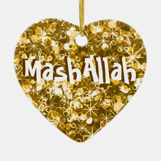 Mashallah islamitische feestdag gouden versiering keramisch ornament (Voorkant)