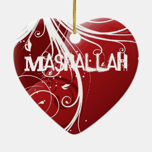 Mashallah islamitische rode sierbloem keramisch ornament (Achterkant)