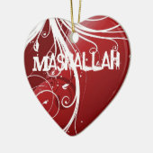 Mashallah islamitische rode sierbloem keramisch ornament (Links)