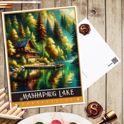 Mashapaug Lake, Connecticut |  schilderij Briefkaart