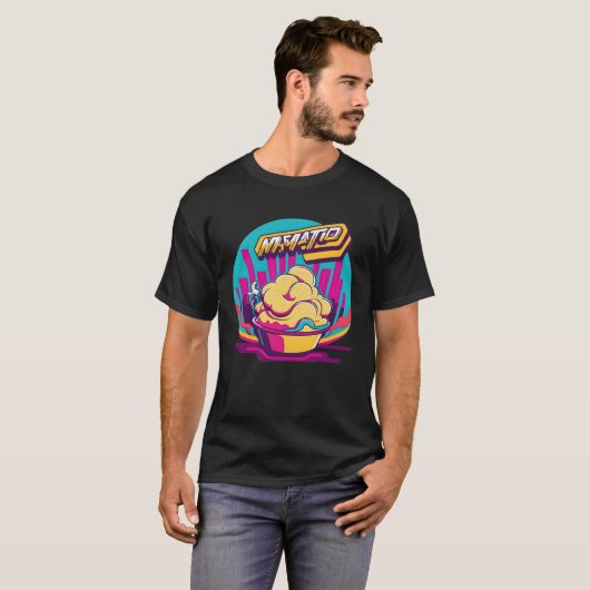 Mashed Potatoes Synthwave 80s Retrowave Aesthetic T-shirt (Voorkant volledig)