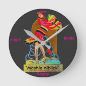 "Mashie niblick" wandklok (Voorkant)