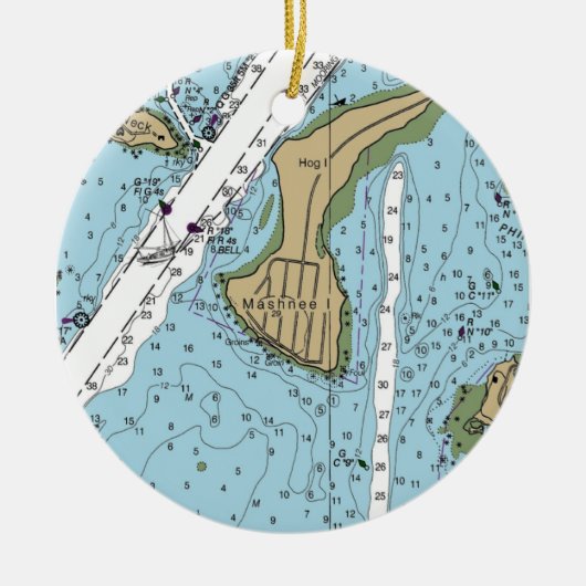 Mashnee Island MA Chart Keramisch Ornament (Voorkant)