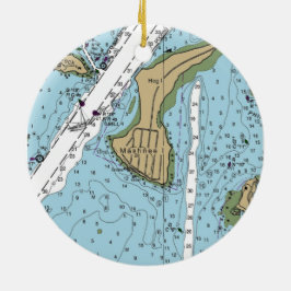 Mashnee Island MA Chart Keramisch Ornament