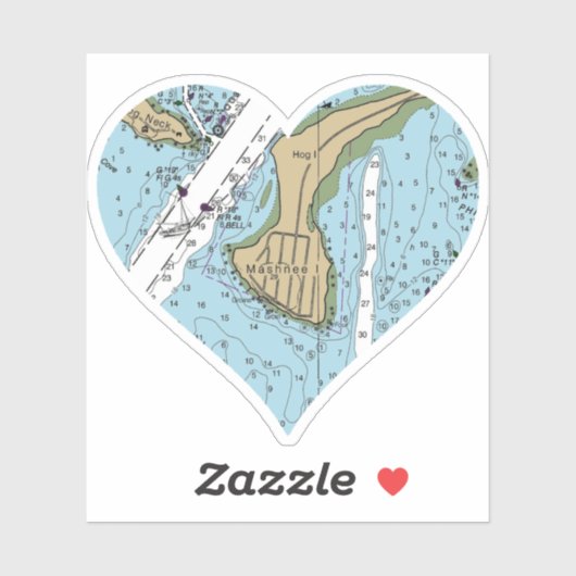 Mashnee MA Nautical Chart Sticker (Vel)
