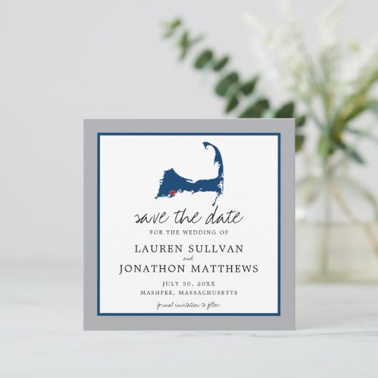 Mashpee Cape Cod Wedding Moveable Heart Save The Date (Staand voorkant)