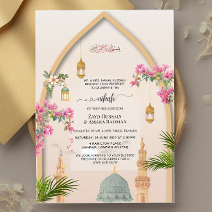 Masjid An-Nabawi Gepersonaliseerde Nikah Uitnodigi Kaart