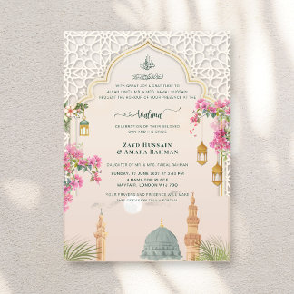 Masjid An-Nabawi Walima | Luxe Islamitische Bruilo Acryl Uitnodigingen