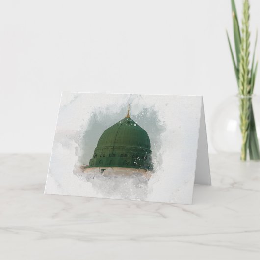 Masjid An-Nabawi watercolor illustration Islamic P Kaart (Voorkant)