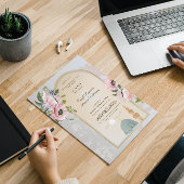 Masjid An-Nabawi Waterverf & Roze Poppies Islamiti Save The Date