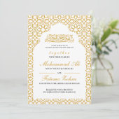 Masjid Gold Pattern  Muslim Nikah Walima Kaart (Staand voorkant)