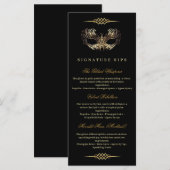 Mask Black Gold 50th Masquerade Birthday  Menu (Voorkant / Achterkant)