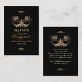 Mask Black Gold 50th Masquerade Birthday  Plaatskaartje (Voorkant / Achterkant)