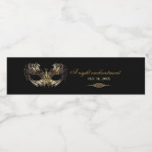 Mask Black Gold 50th Masquerade Birthday  Waterfles Etiket (Enkel label)