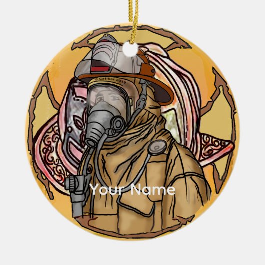 Mask Brandweerman Ornament (Voorkant)