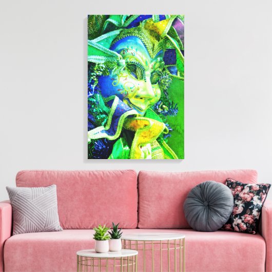 Mask Green and Blue Mardi Gras Canvas Afdruk (Insitu (Woonkamer))