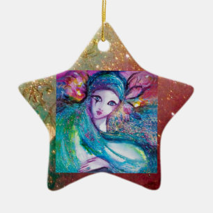 MASK IN BLUE, Geel Star-monogram Keramisch Ornament