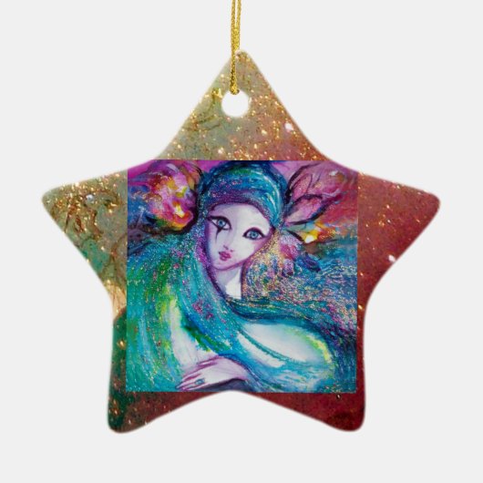 MASK IN BLUE, Geel Star-monogram Keramisch Ornament (Voorkant)