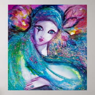 MASK IN BLUE-/Venetiaanse maskerade-facetten Poster