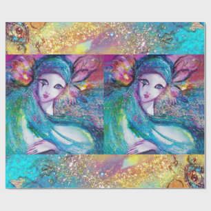 MASK IN BLUE/Venetiaanse maskerade maskers Cadeaupapier