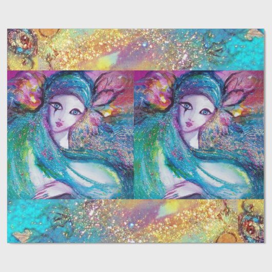 MASK IN BLUE/Venetiaanse maskerade maskers Cadeaupapier (Vlak)